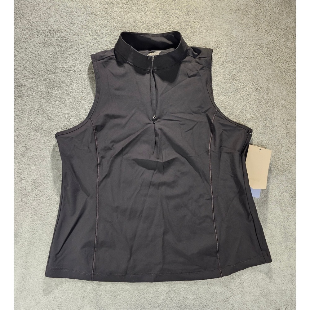 Avia Womens Black Quarter Zip Sleeveless Mock Neck Athletic Top Large 12-14 NWT